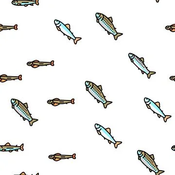 Salmon Fish Delicious Seafood Vector Seamless Pattern イラスト素材