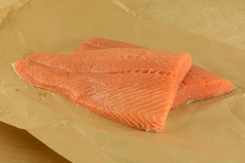 Salmon fish fillets Stock Photos