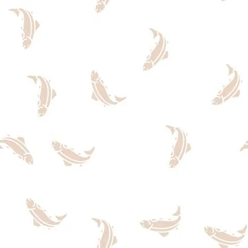 Salmon fish glyph seamless pattern イラスト素材