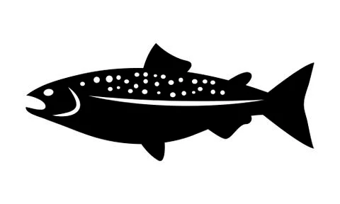 Salmon Fish icon vector isolated flat silhouette Stock Illustration