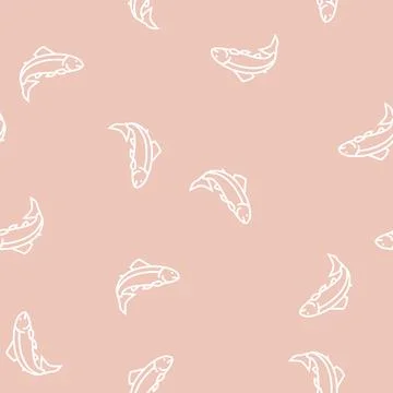 Salmon fish line seamless pattern イラスト素材