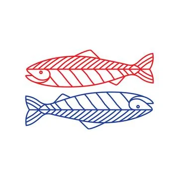 Salmon fish line simple logo design vector Stock Illustration
