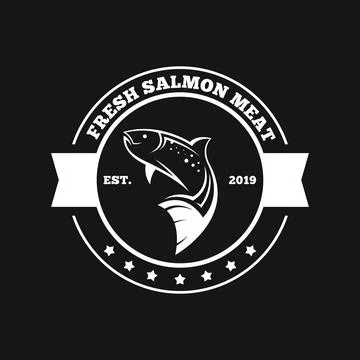 Salmon fish logo design concept vector Stock Illustration