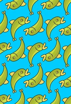 Salmon fish pattern seamless. Background Marine animal Vector illustration. Stock Illustration