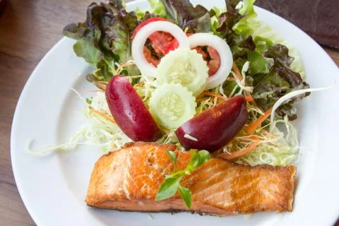 Salmon fish steak. Stock Photos