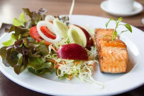 Salmon fish steak. Stock Photos