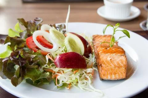 Salmon fish steak. Stock Photos