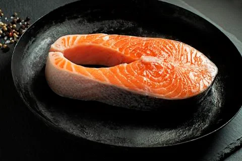 Salmon fish steak Stock Photos