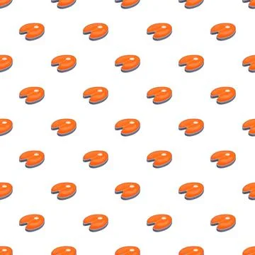 Salmon fish steak seamless pattern on white background Stock Illustration