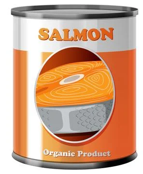 Salmon Fish in Tin Can Vector Stock Illustration