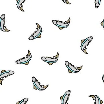 Salmon fish vector seamless pattern イラスト素材