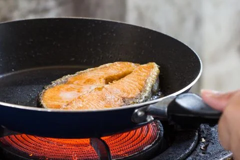 Salmon fried, Stock Photos