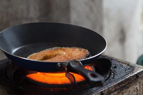 Salmon fried, Stock Photos