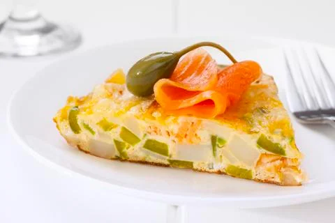 Salmon frittata Stock Photos