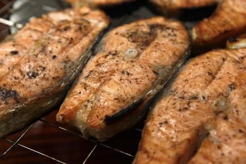 Salmon a grill Stock Photos