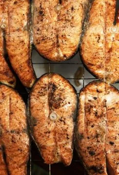 Salmon a grill Stock Photos
