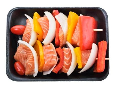 Salmon kebab Stock Photos