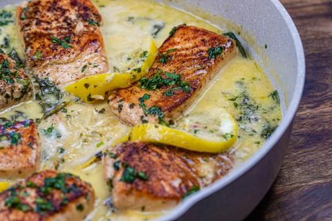 Salmon with lemons  Stock Photos