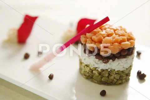 Salmon meal roll Stock Photos