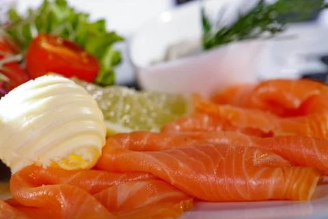 Salmon menu Stock-Fotos