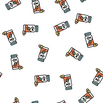 Salmon omega3 oil vector seamless pattern イラスト素材