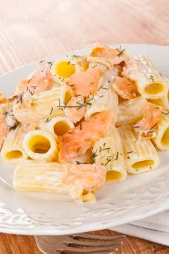 Salmon pasta. Stock Photos