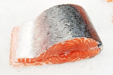 Salmon Piece on white background Stock Photos