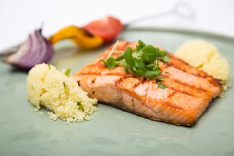 Salmon on plate Stock-Fotos
