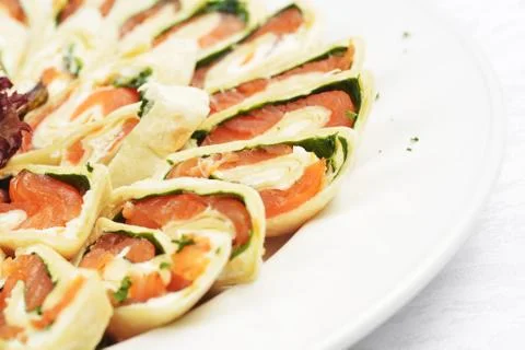 Salmon in puff pastry Stock Photos