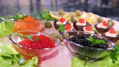 Salmon Red caviar white background. Luxury delicacy food. Raw seafood. Macro Stock Footage 256611404