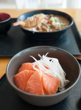 Salmon Rice in dish Foto stock