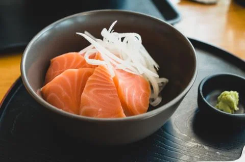 Salmon Rice in dish Foto stock