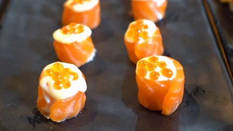 Salmon roe bento set Video stock 128609522