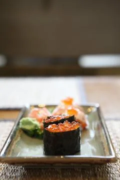 Salmon roe sushi Stock Photos