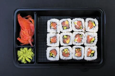 Salmon rolls Stock Photos
