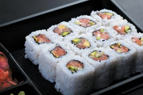 Salmon rolls Stock Photos