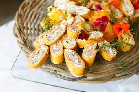 Salmon rolls Stock Photos