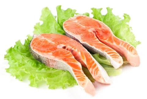 Salmon with salad Stock Photos