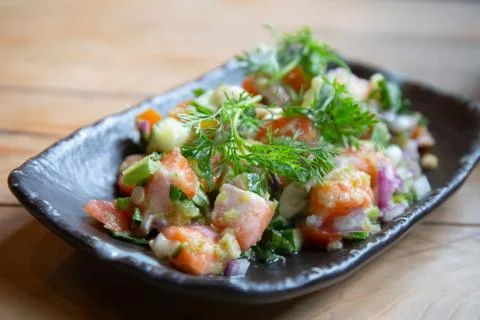 Salmon salad Stock Photos