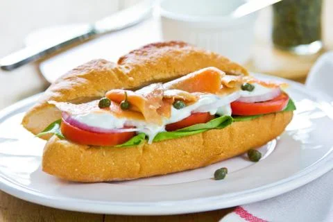 Salmon sandwich Stock Photos
