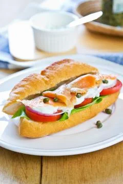 Salmon sandwich Stock Photos