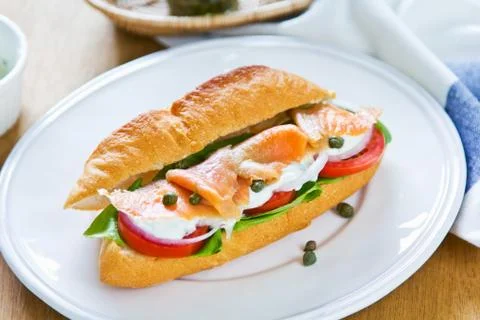 Salmon sandwich Stock Photos