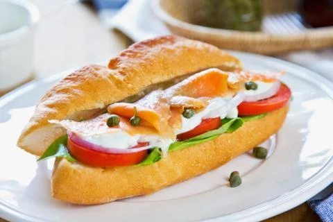 Salmon sandwich Stock Photos