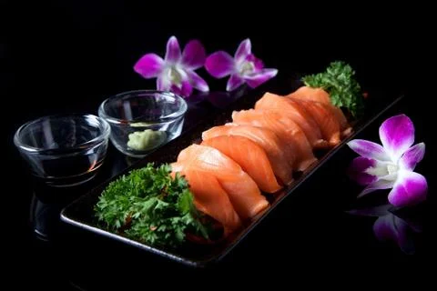 Salmon sashimi Stock Photos