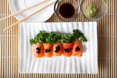 Salmon sashimi Stock Photos