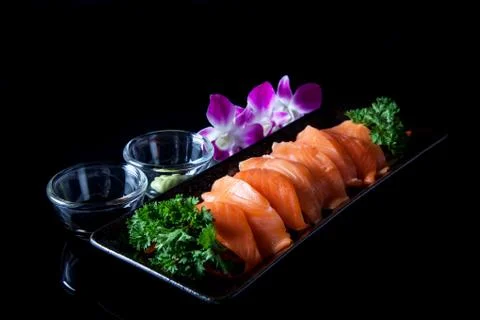 Salmon sashimi Stock Photos