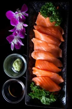 Salmon sashimi Stock Photos