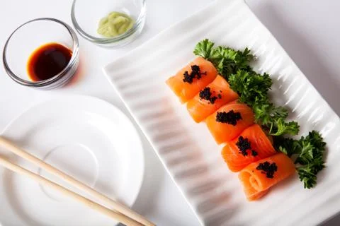 Salmon sashimi Stock Photos