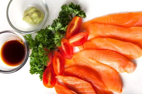 Salmon sashimi Stock Photos