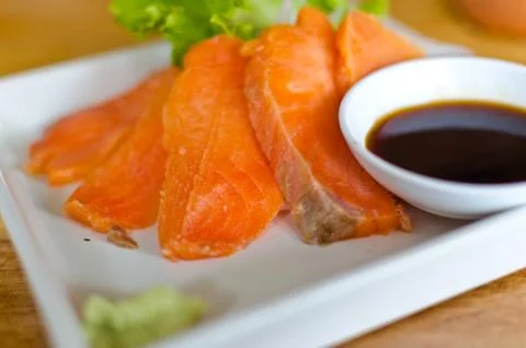 Salmon sashimi Stock Photos